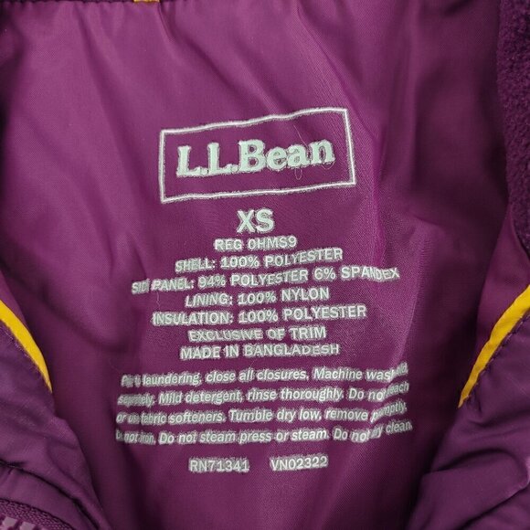 L.L. Bean Womens Purple Full Zip Up Quilted Thinsulate Nylon Winter Vest Size XS - Picture 9 of 9